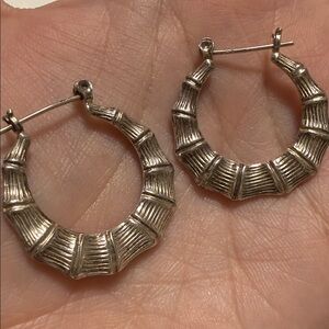 Sterling Silver 925 Textured Hoop Earrings